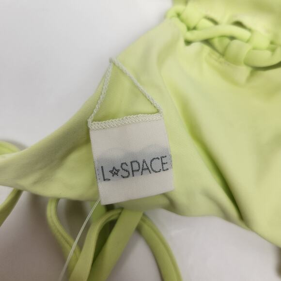 L*Space Gwen Bikini Top in Lemon Yellow/Green Size Small NWT Lace Up Sides - Picture 4 of 5